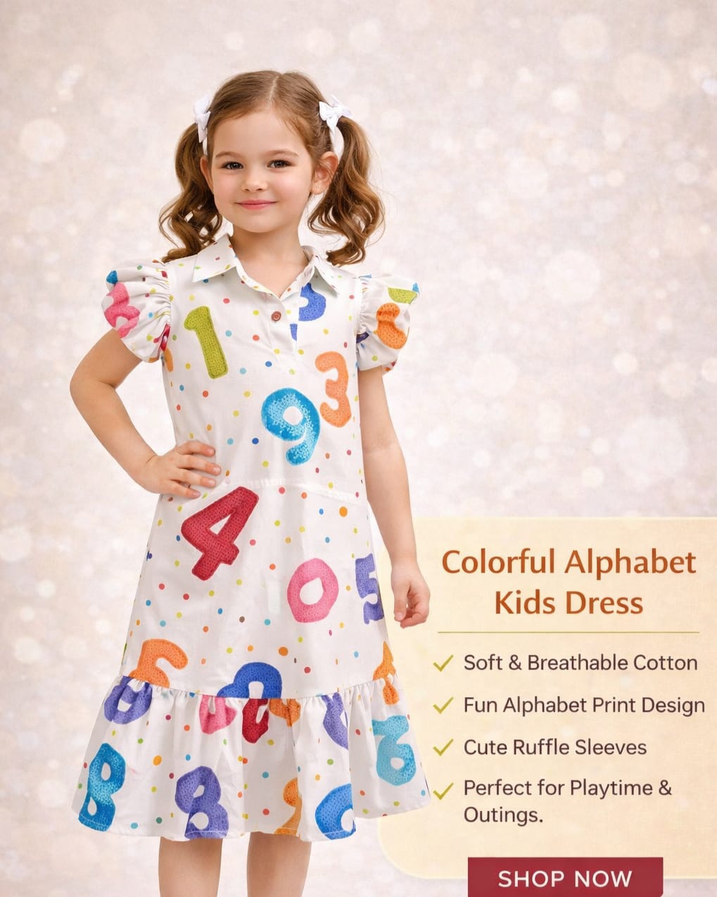 Colorfull Numbers Kids Dress