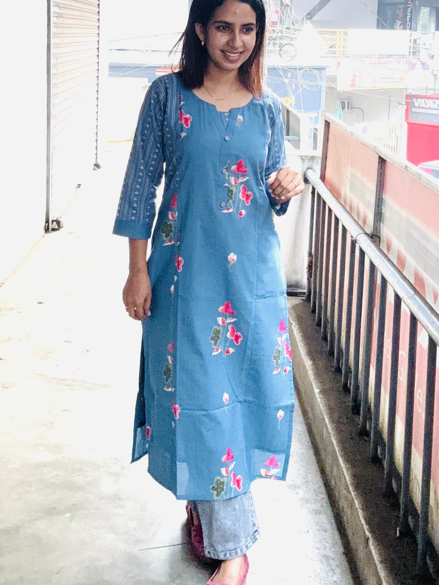 Blue Floral Kurti