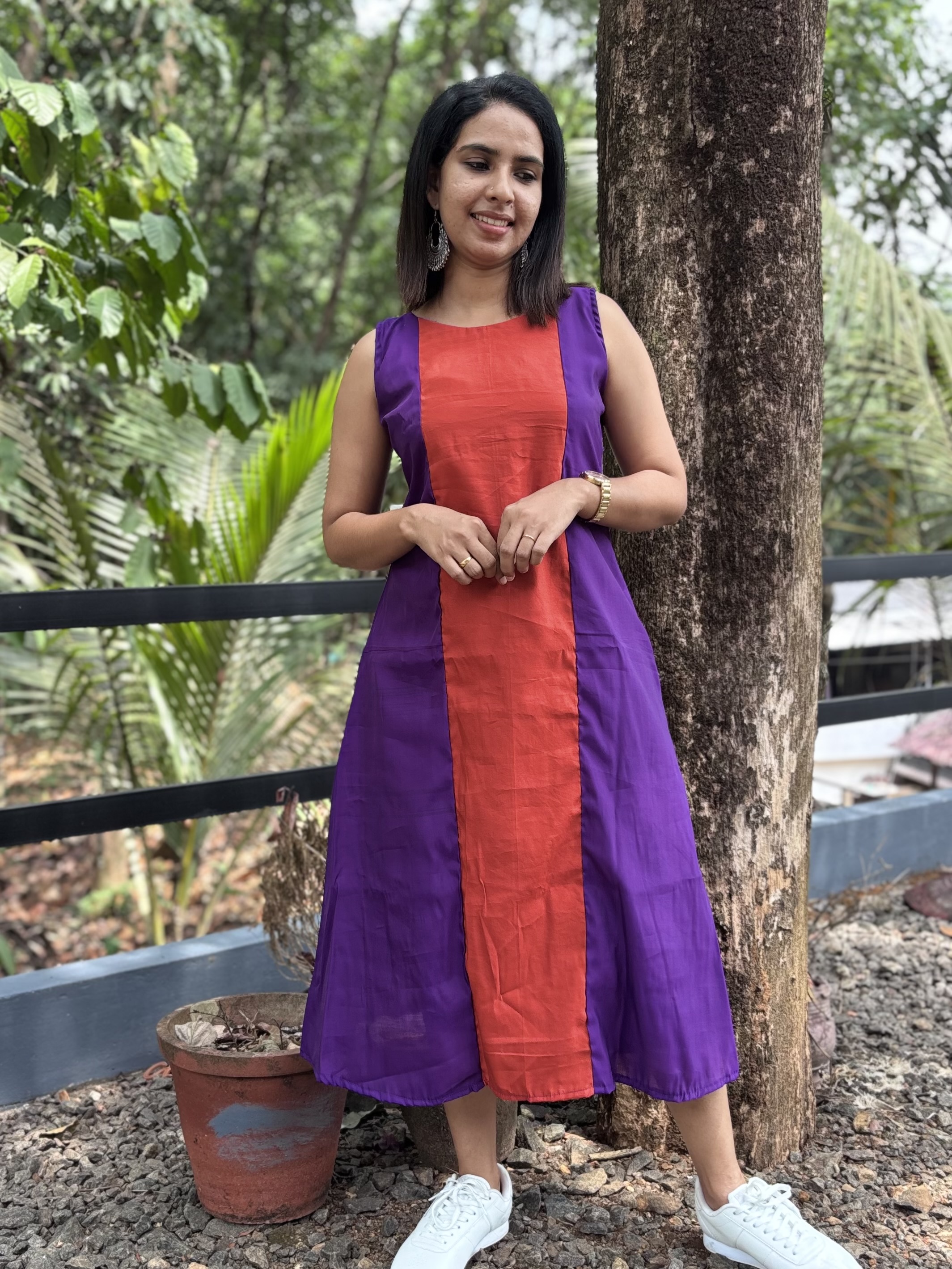 Lavender Orange Frock - View 2